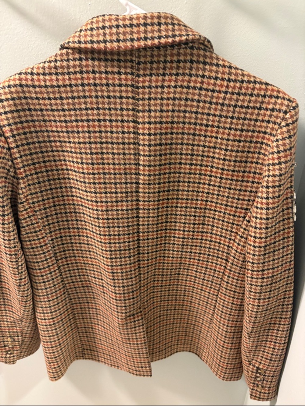 Anthropologie Houndstooth Tweed Blazer in Brown, Black, and Cream - Picture 4 of 4